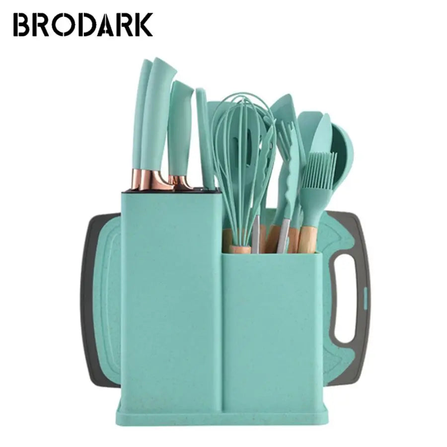 19pcs Food Grade Silicone Brodark Kitchenware Set