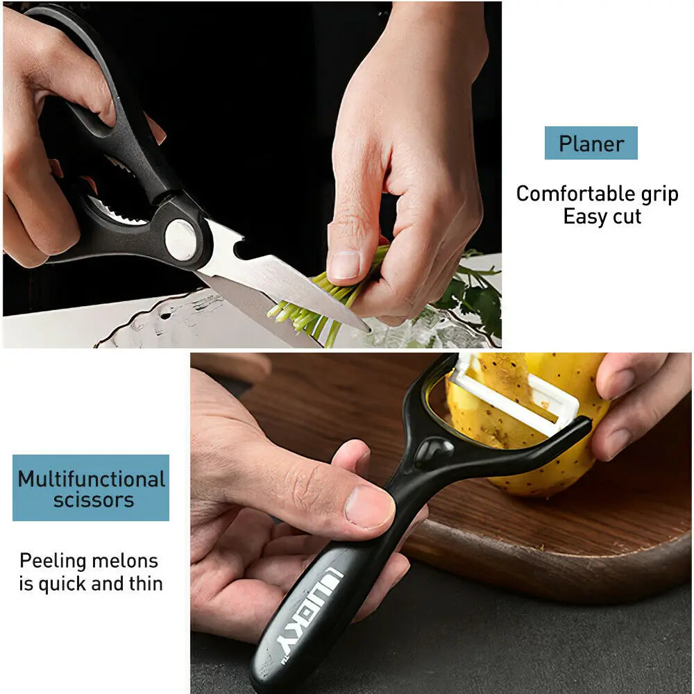 Stainless Steel Forged Chef Kitchen Knife Set Diamond Pattern - Our Families Kitchen