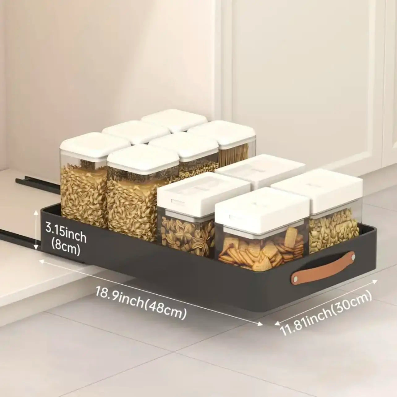 Pull out Cabinet Organizer Fixed with Adhesive Nano Film, Heavy Duty Shelves Drawer Storage - Our Families Kitchen