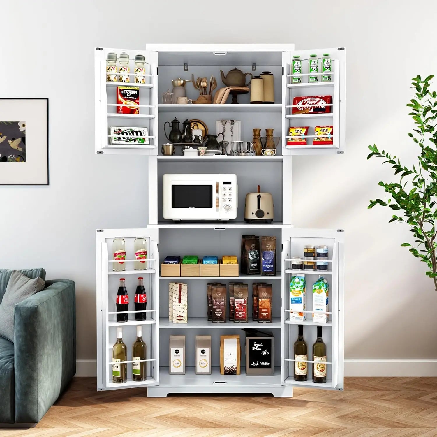 Kitchen Pantry Storage Cabinet, Freestanding Larger Cupboard - Our Families Kitchen