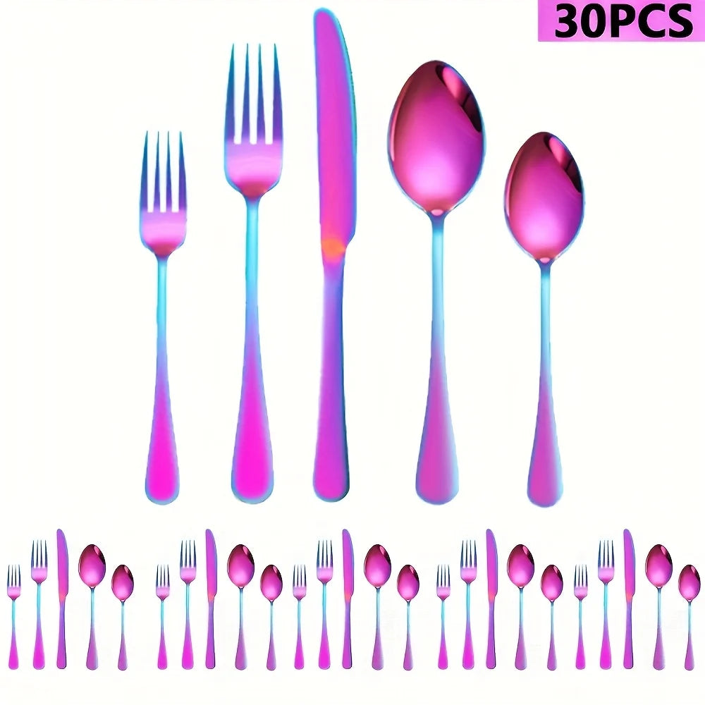 30/60pcs Stainless Steel High-end Tableware Set Mirror Polished - Our Families Kitchen