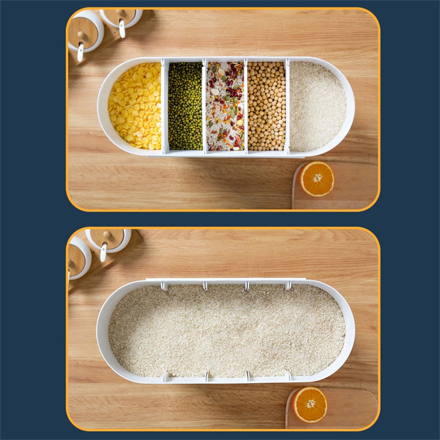 Kitchen Storage Despenser Wall Mounted 5 Grid Grain Dry Food Storage Container 9kg