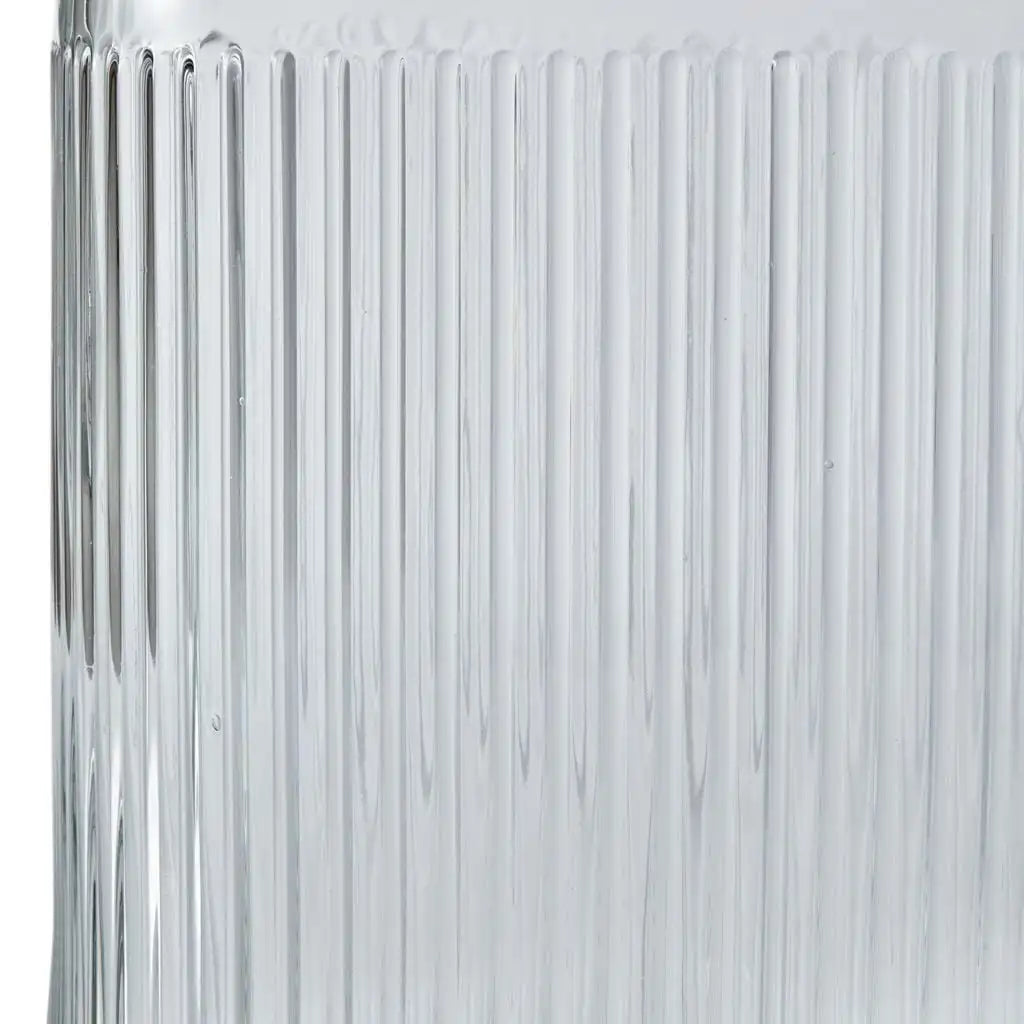 2 Gallon Ribbed Clear Glass Beverage Dispenser with Lid for Cold Drinks
