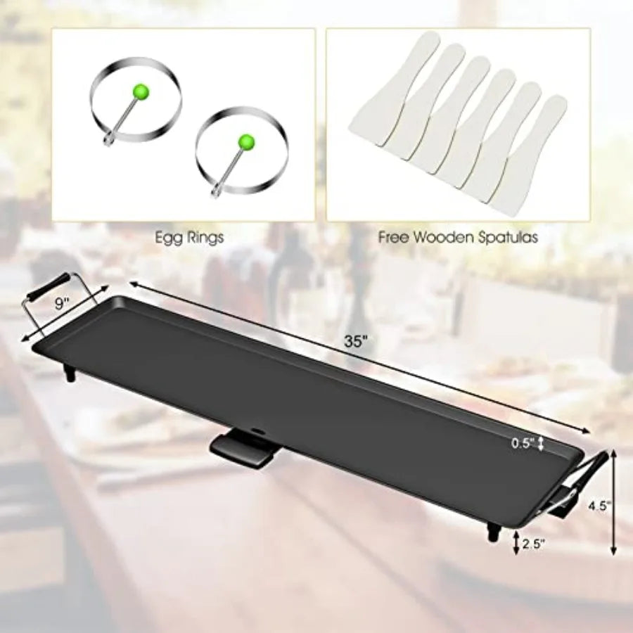 Electric Teppanyaki Grill BBQ Nonstick Extra Large Griddle, Countertop Grill