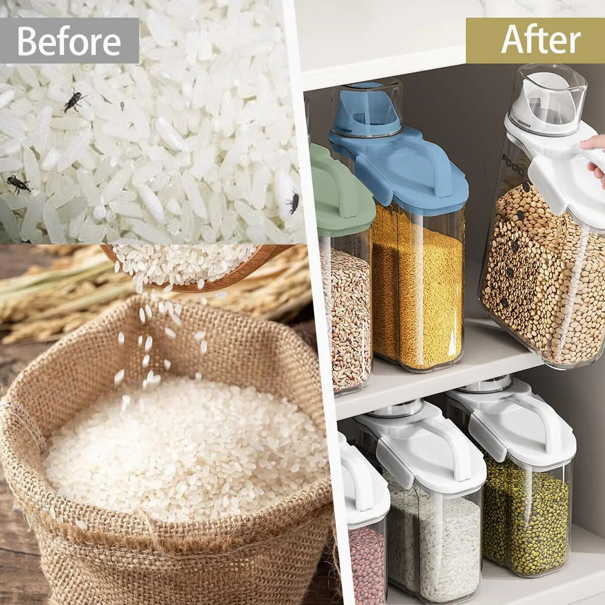 2Pack ,2.8L Airtight Large Storage Containers with Pouring Spout - Our Families Kitchen
