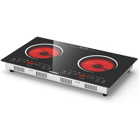 Karinear 2 Burners Ceramic Electric Cooktop, Countertop or Built-in, with Outlet Plug(USA:110-120V