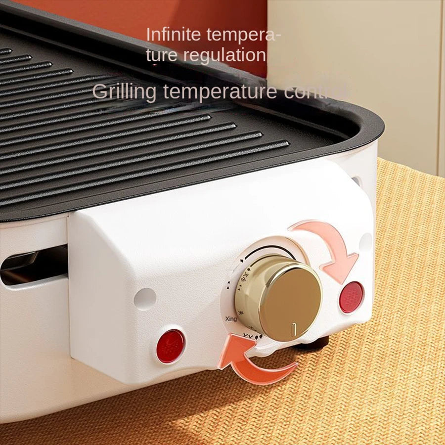 Electric Smoke-free Indoor Barbecue Grill, Detachable Board, Adjustable Temperature, Portable - Our Families Kitchen