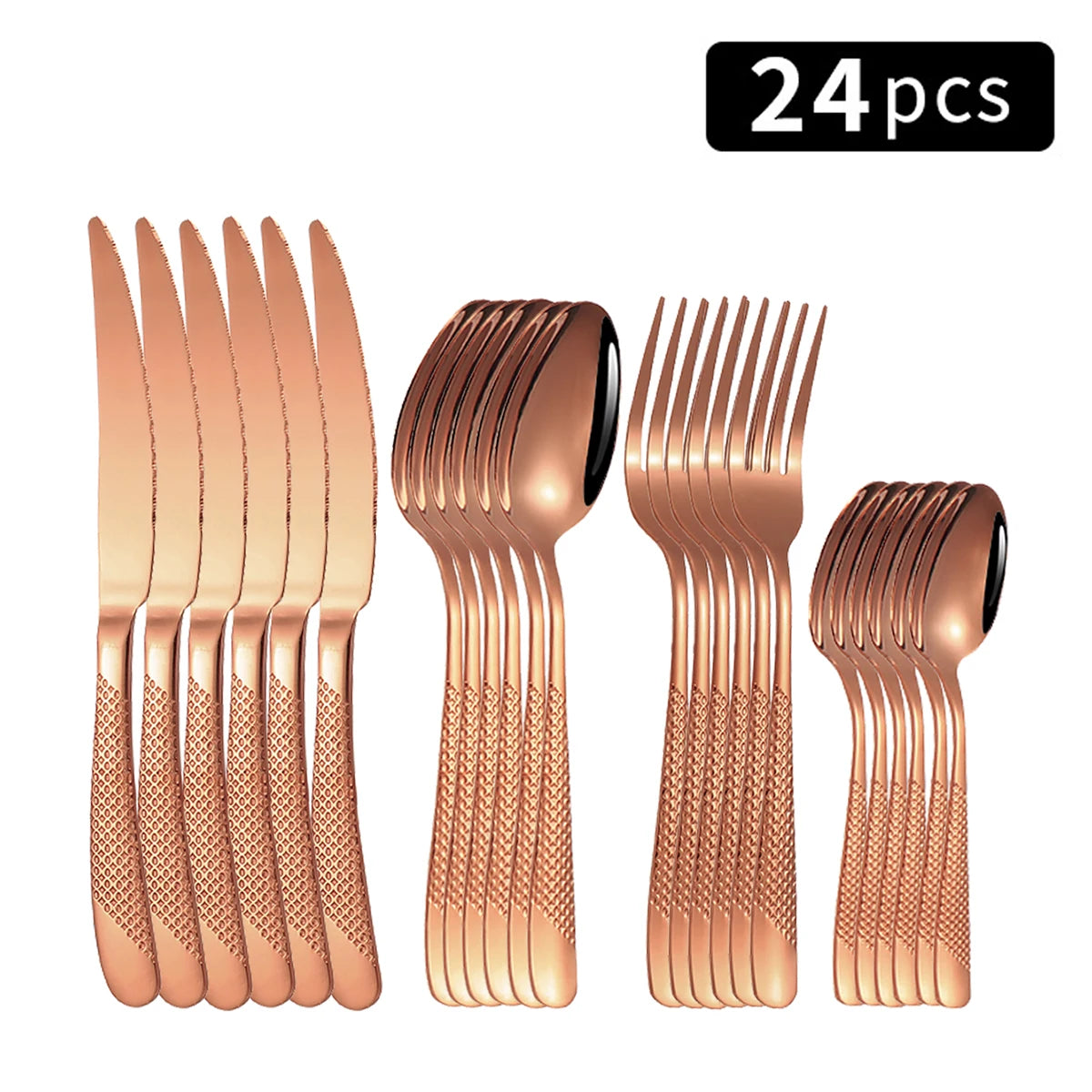 24pc Stainless steel tableware star steak knife and fork dessert fork spoon