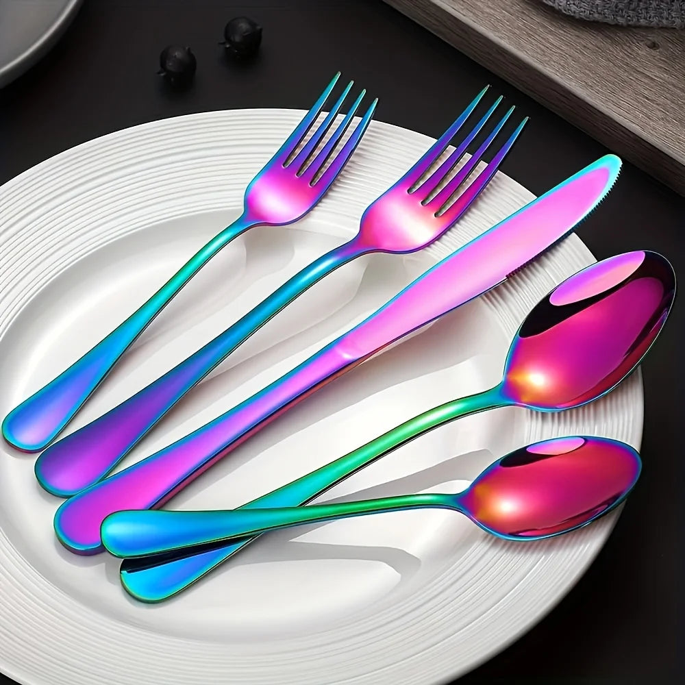 30/60pcs Stainless Steel High-end Tableware Set Mirror Polished - Our Families Kitchen