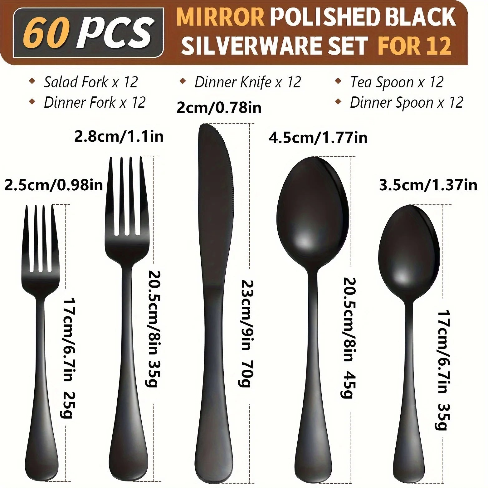 60pcs, Stainless Steel, Silverware Mirror Polished Cutlery Set, Dishwasher Safe - Our Families Kitchen