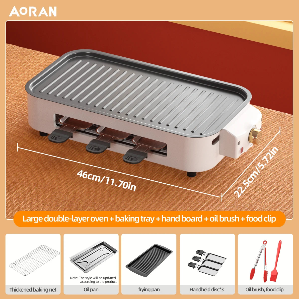 Electric Smoke-free Indoor Barbecue Grill, Detachable Board, Adjustable Temperature, Portable - Our Families Kitchen