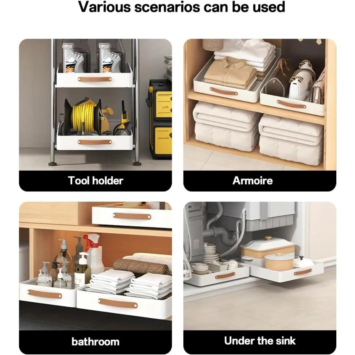 Pull out Cabinet Organizer Fixed with Adhesive Nano Film, Heavy Duty Shelves Drawer Storage - Our Families Kitchen