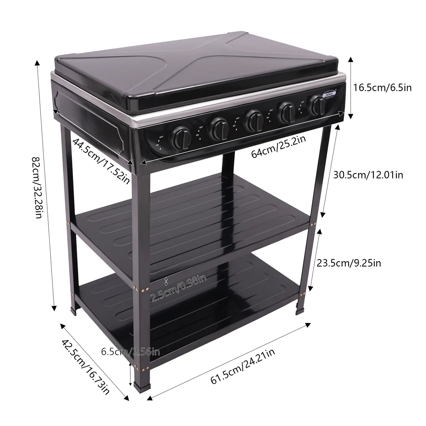5-Burner Gas Stove: 2.5KW Power Efficient Durable Rapid Heat Dissipation Energy-Saving