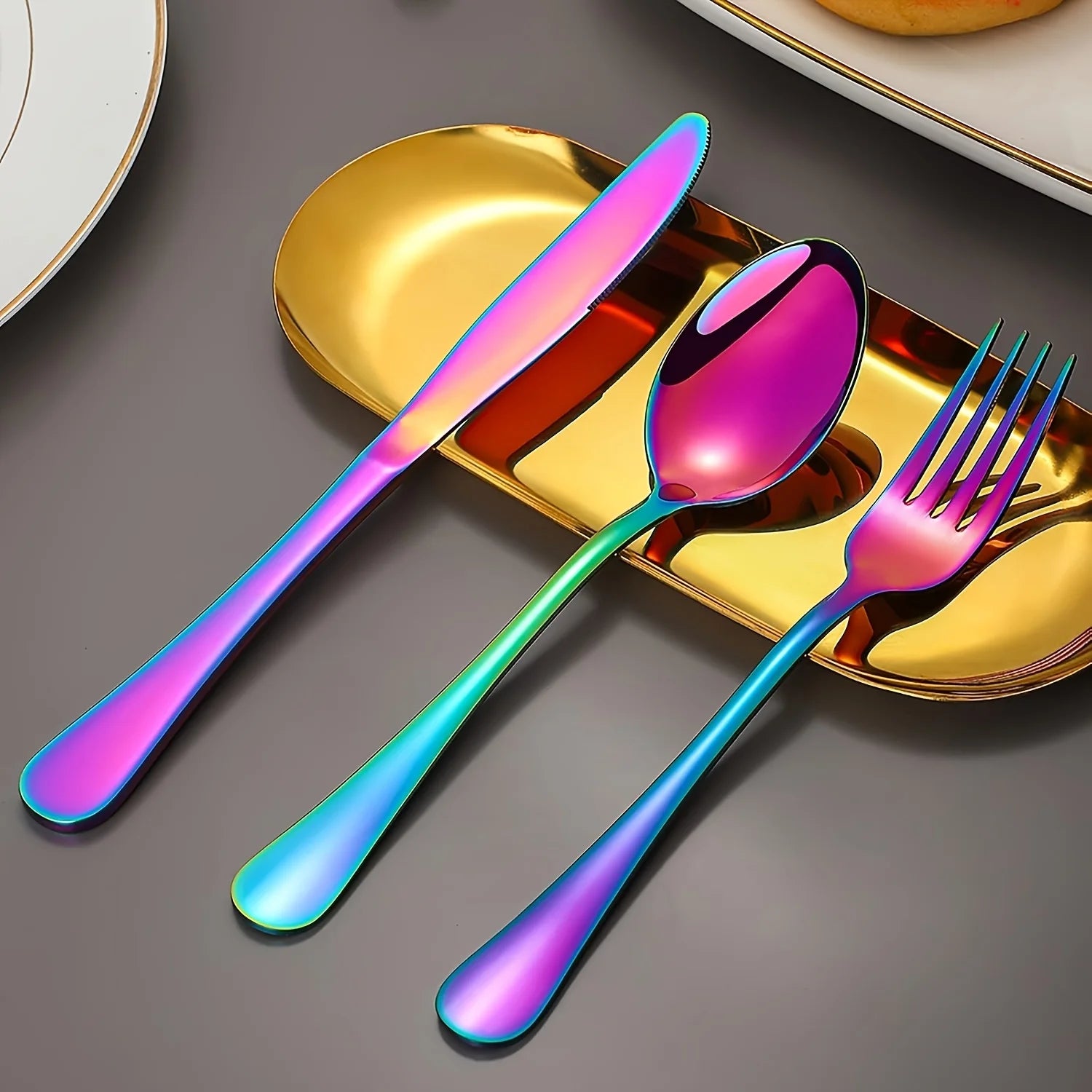 30/60pcs Stainless Steel High-end Tableware Set Mirror Polished - Our Families Kitchen