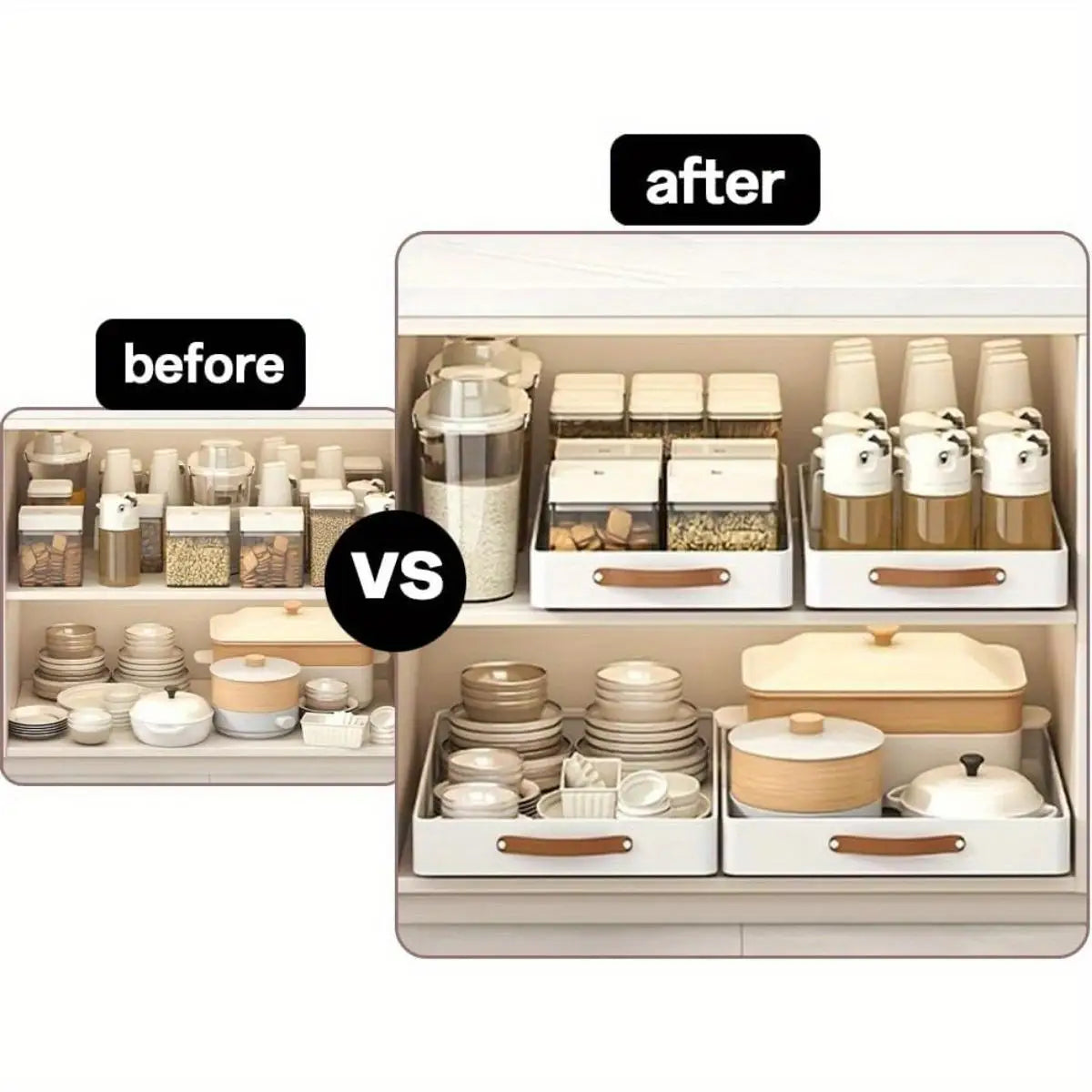 Pull out Cabinet Organizer Fixed with Adhesive Nano Film, Heavy Duty Shelves Drawer Storage - Our Families Kitchen