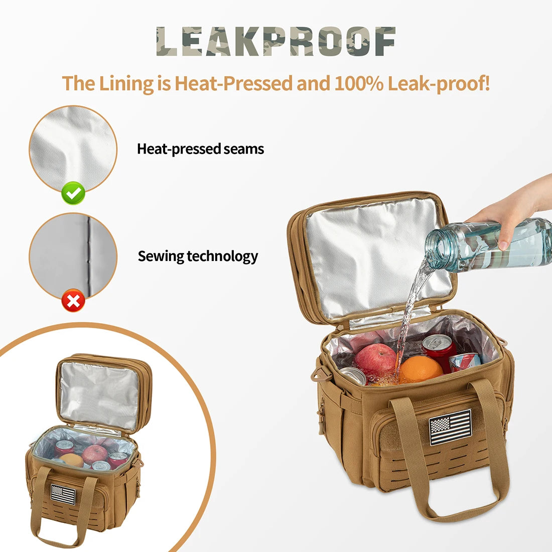 Tactical Lunch Box Expandable 18L Insulated Cooler Bag Leak Proof