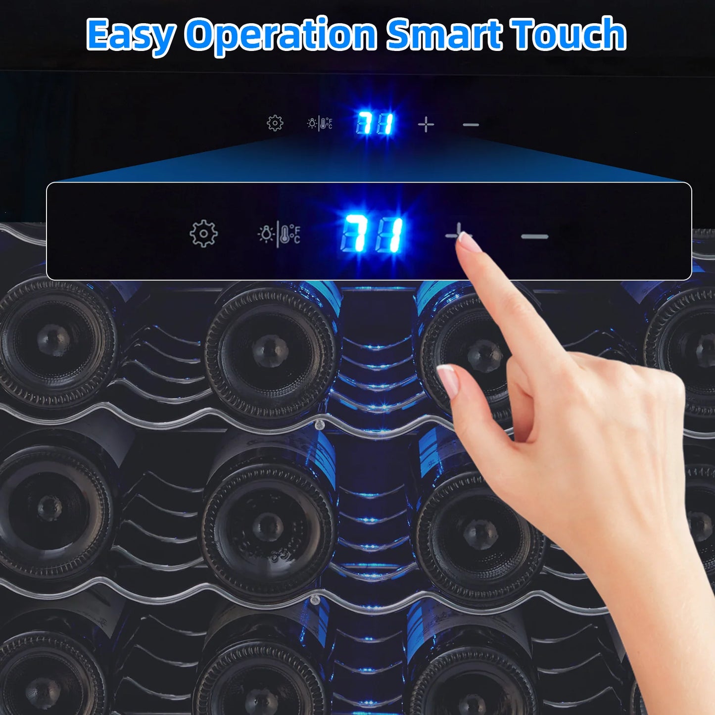 32 Bottles Compressor Wine Cooler Refrigerator, 41℉-64℉ Freestanding Wine Cellar, Compact Design, Single Glass Door