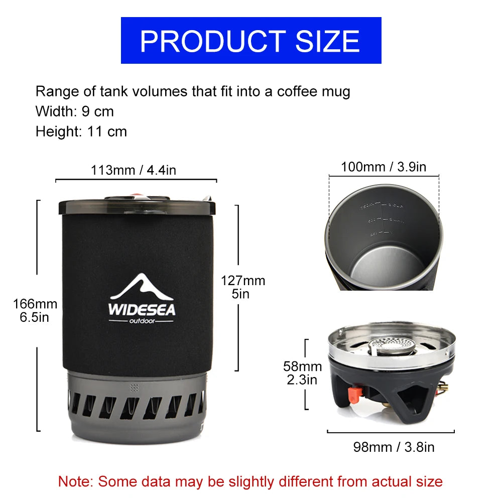 Widesea Camp Cooking System, Outdoor Gas Stove Burner Tourist Coffee Pot Cup Cookware