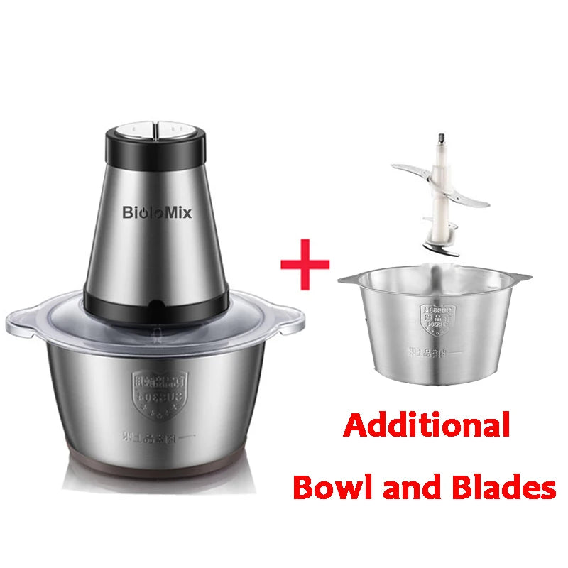 Stainless steel 2 Speeds 500W 2L big capacity Chopper Meat Grinder Food Processor
