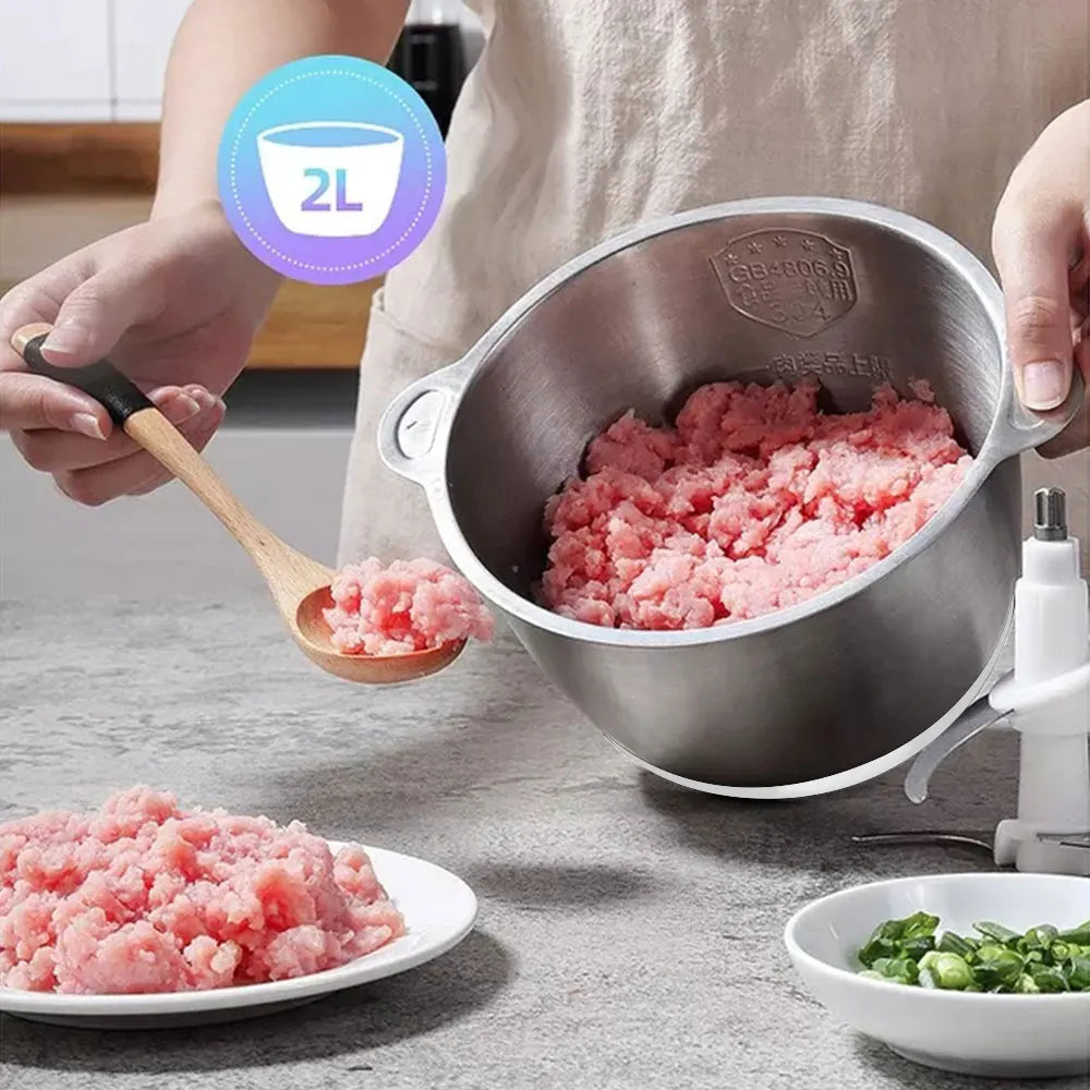 Stainless steel 2 Speeds 500W 2L big capacity Chopper Meat Grinder Food Processor
