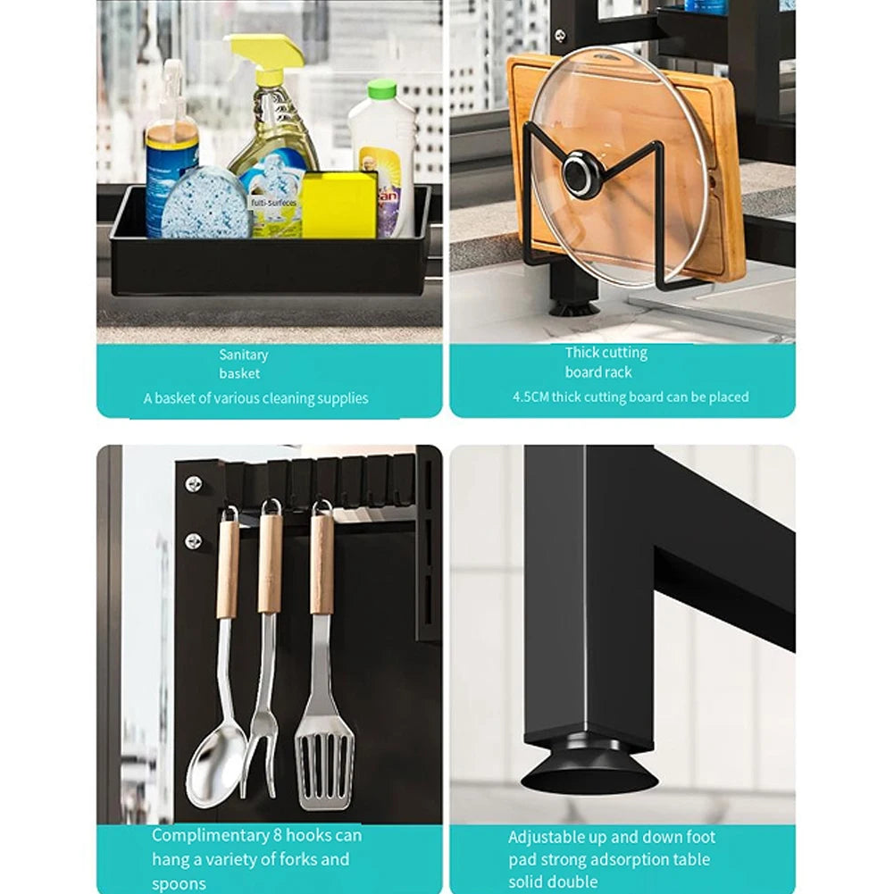 Cabinet Door Storage Over The Sink Rack Kitchen Dish Drainer, Multi-Functional Large. - Our Families Kitchen