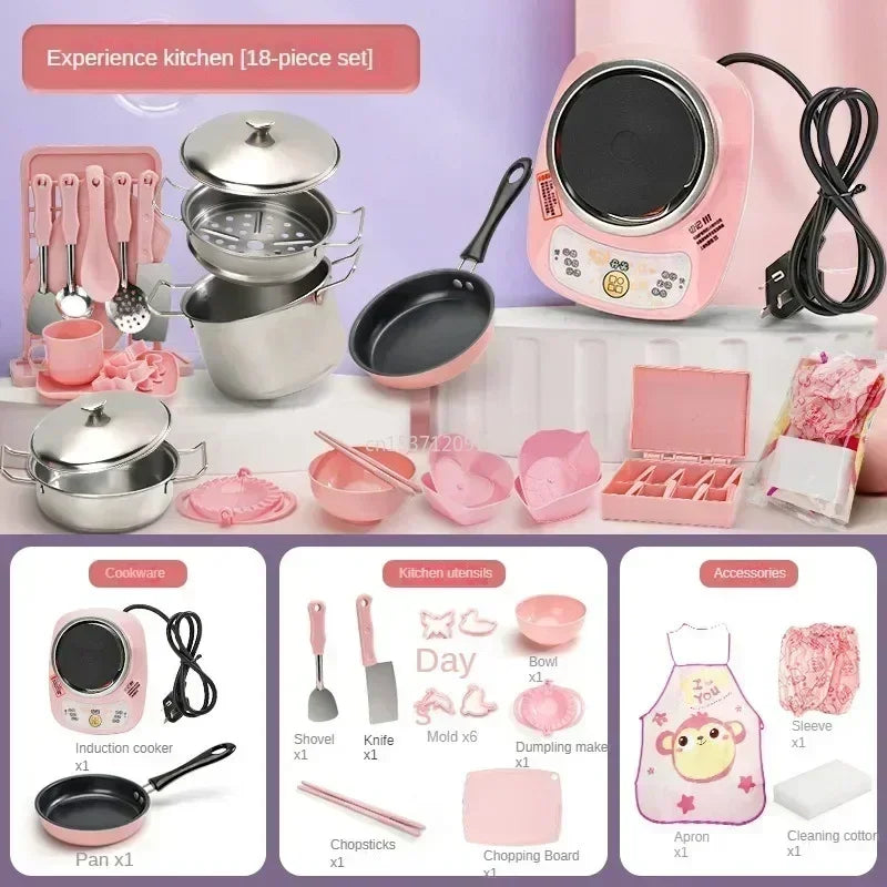 kids Mini Kitchen Items Real Cooked Family Toy Set, Kitchen Accessories