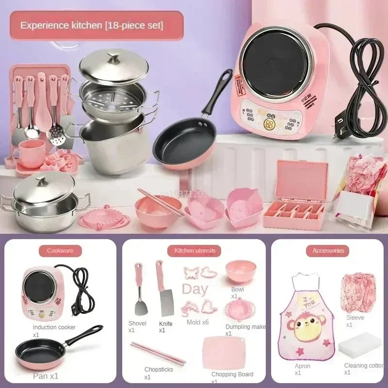 kids Mini Kitchen Items Real Cooked Family Toy Set, Kitchen Accessories
