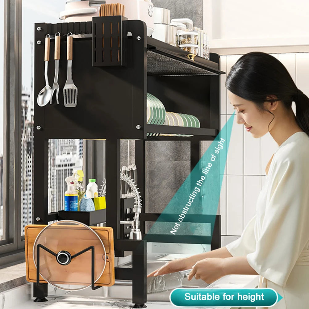Cabinet Door Storage Over The Sink Rack Kitchen Dish Drainer, Multi-Functional Large. - Our Families Kitchen