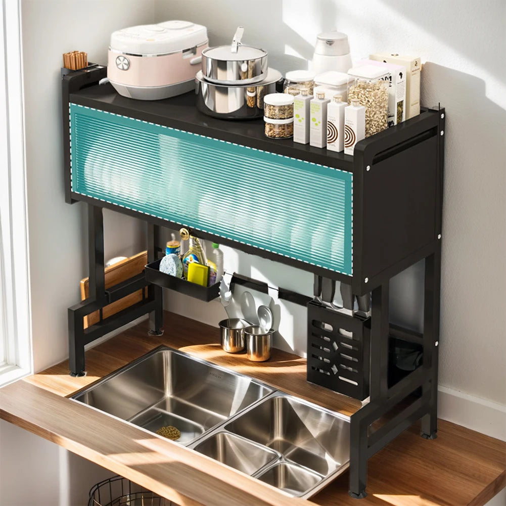 Cabinet Door Storage Over The Sink Rack Kitchen Dish Drainer, Multi-Functional Large. - Our Families Kitchen