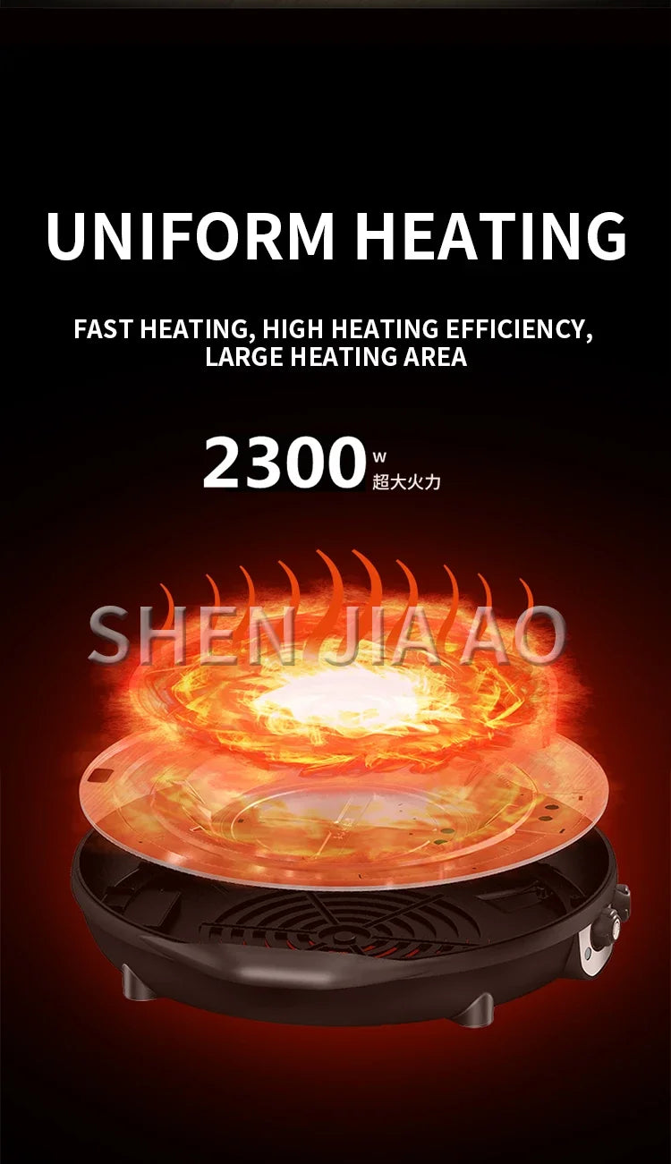 3 in 1 Electric Hot Pot BBQ Grill 2300W Multifunction Portable Non-Stick Split Pot