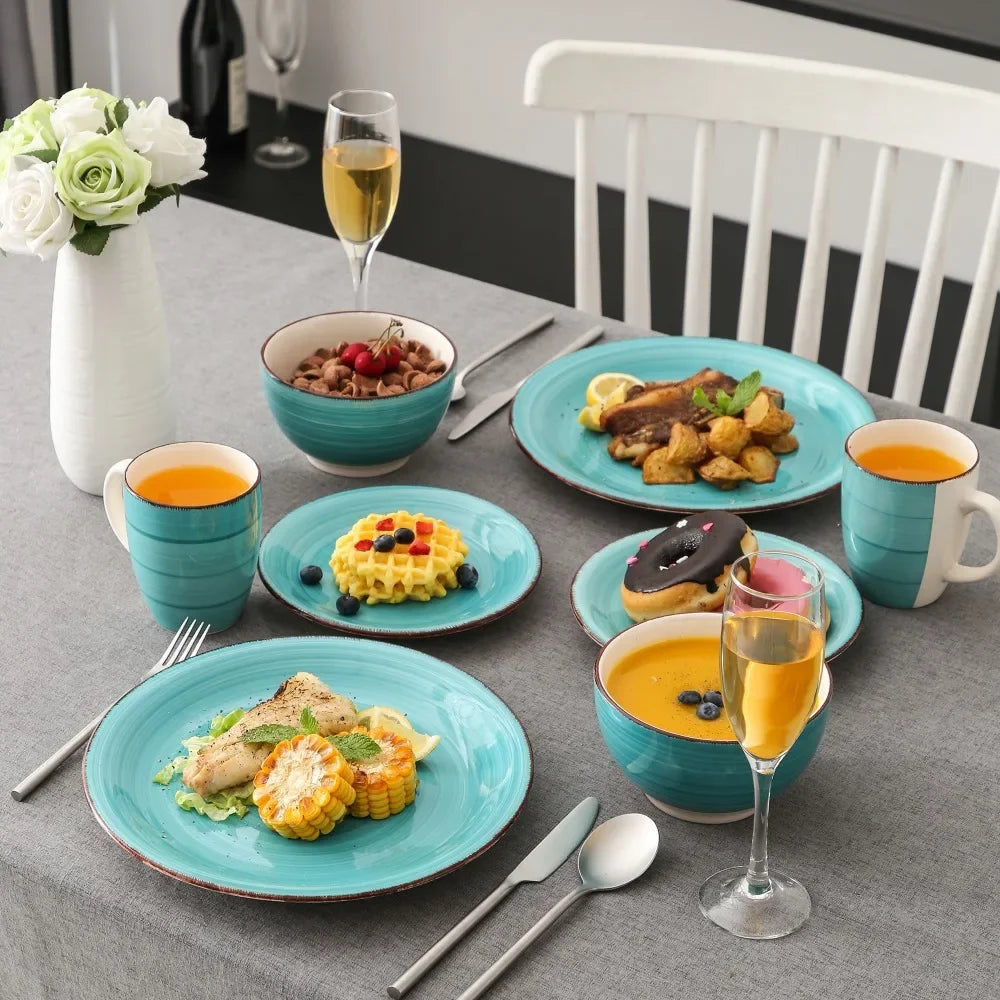 Vancasso Bella 16PCS Tableware Porcelain Dinnerware Set Vintage Ceramic Plate Set - Our Families Kitchen