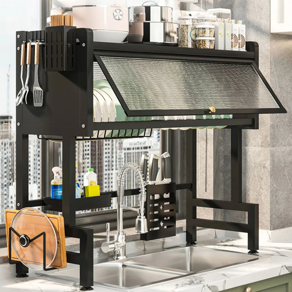 Cabinet Door Storage Over The Sink Rack Kitchen Dish Drainer, Multi-Functional Large. - Our Families Kitchen