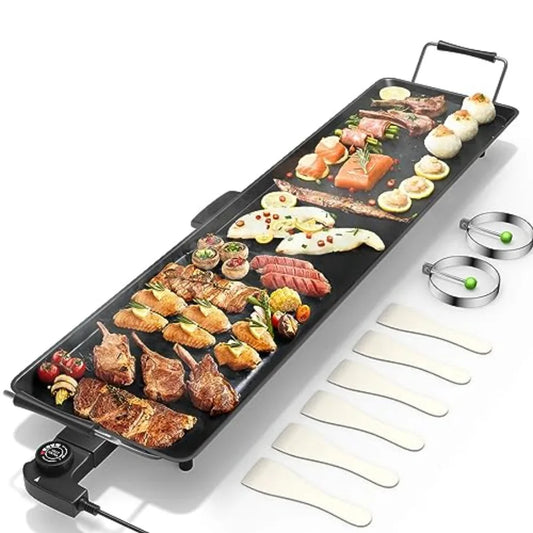 Electric Teppanyaki Grill BBQ Nonstick Extra Large Griddle, Countertop Grill