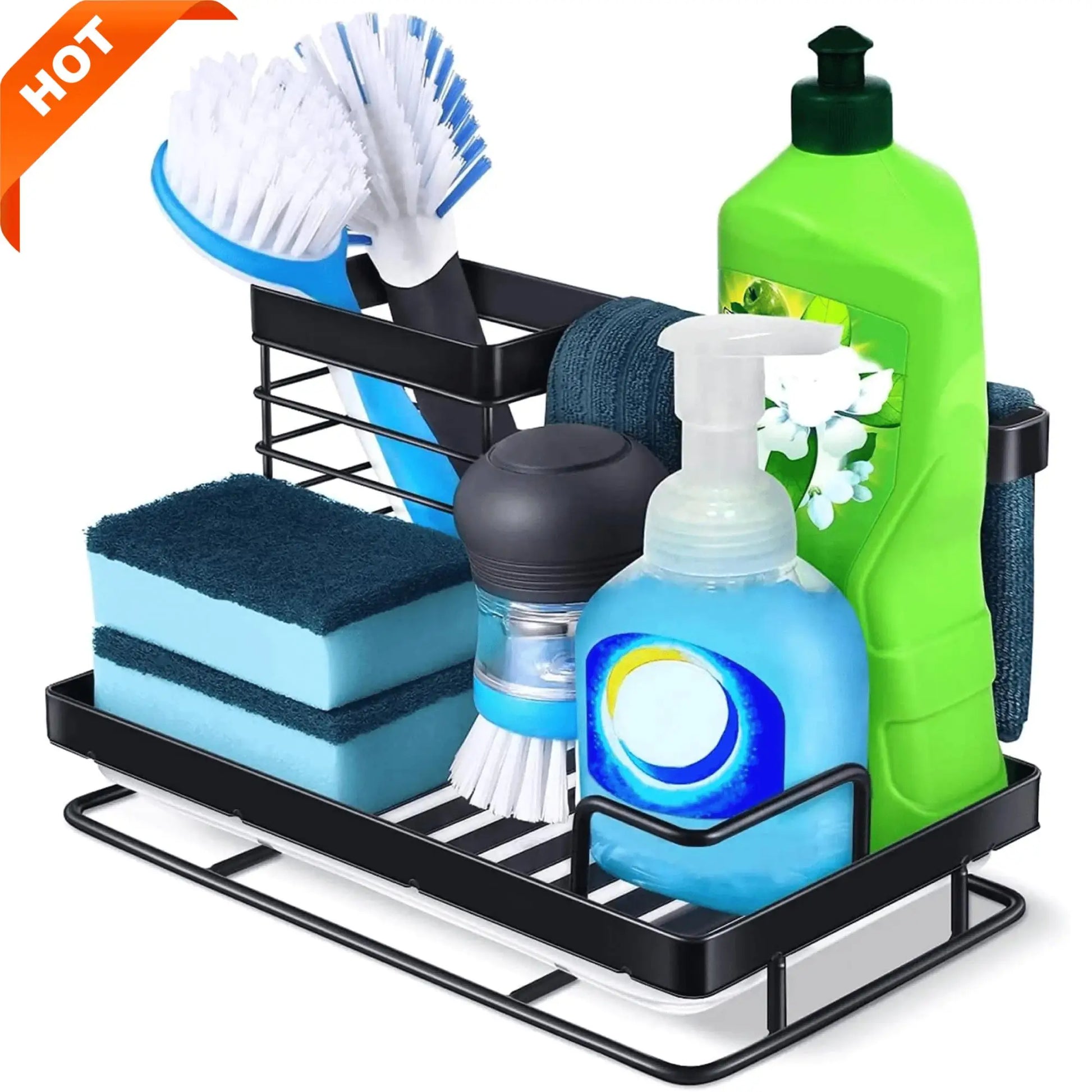 Stainless Steel for kitchen Sink Caddy Organizer for Clean Countertops - Our Families Kitchen