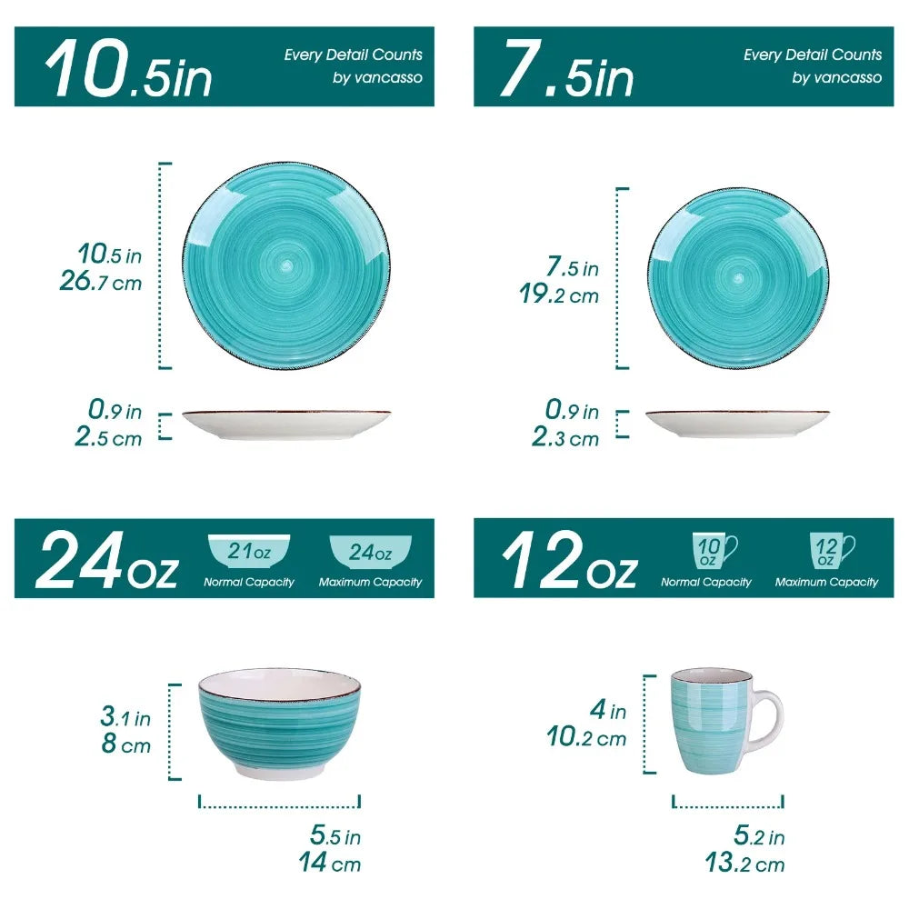 Vancasso Bella 16PCS Tableware Porcelain Dinnerware Set Vintage Ceramic Plate Set - Our Families Kitchen