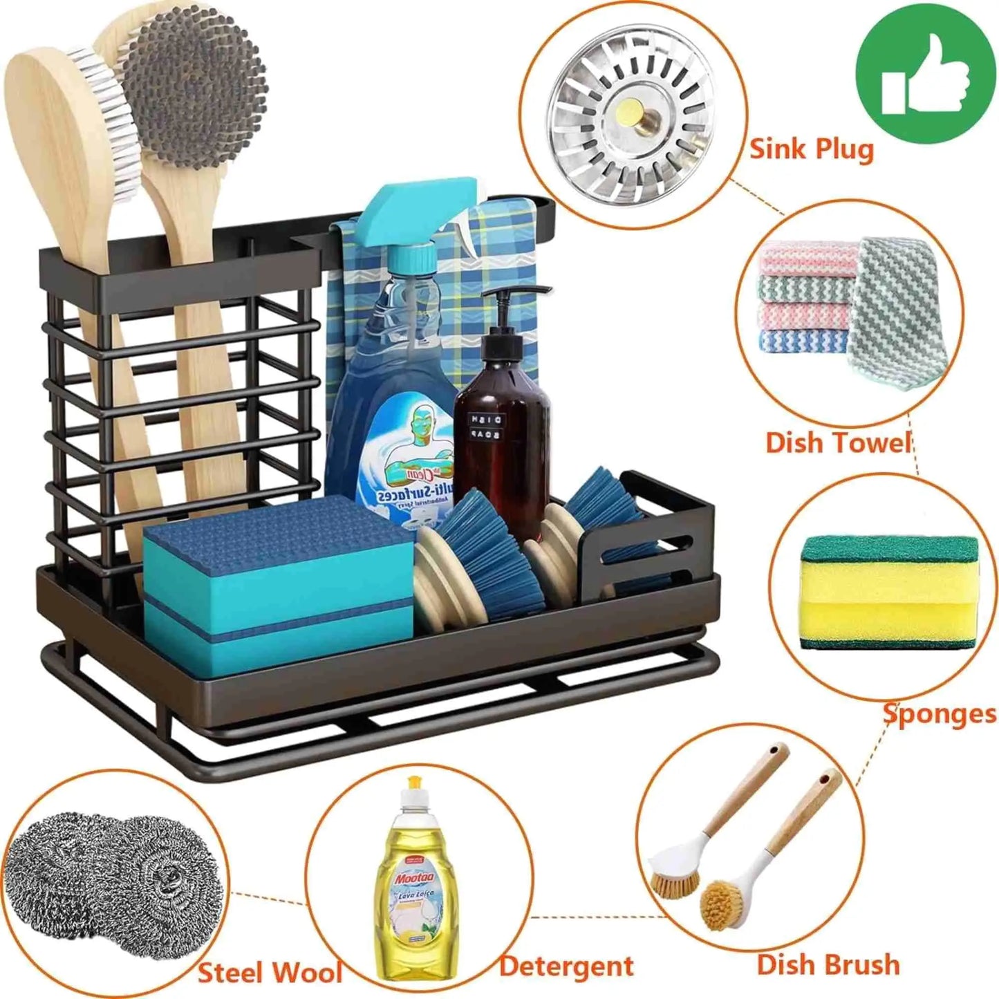 Stainless Steel for kitchen Sink Caddy Organizer for Clean Countertops - Our Families Kitchen