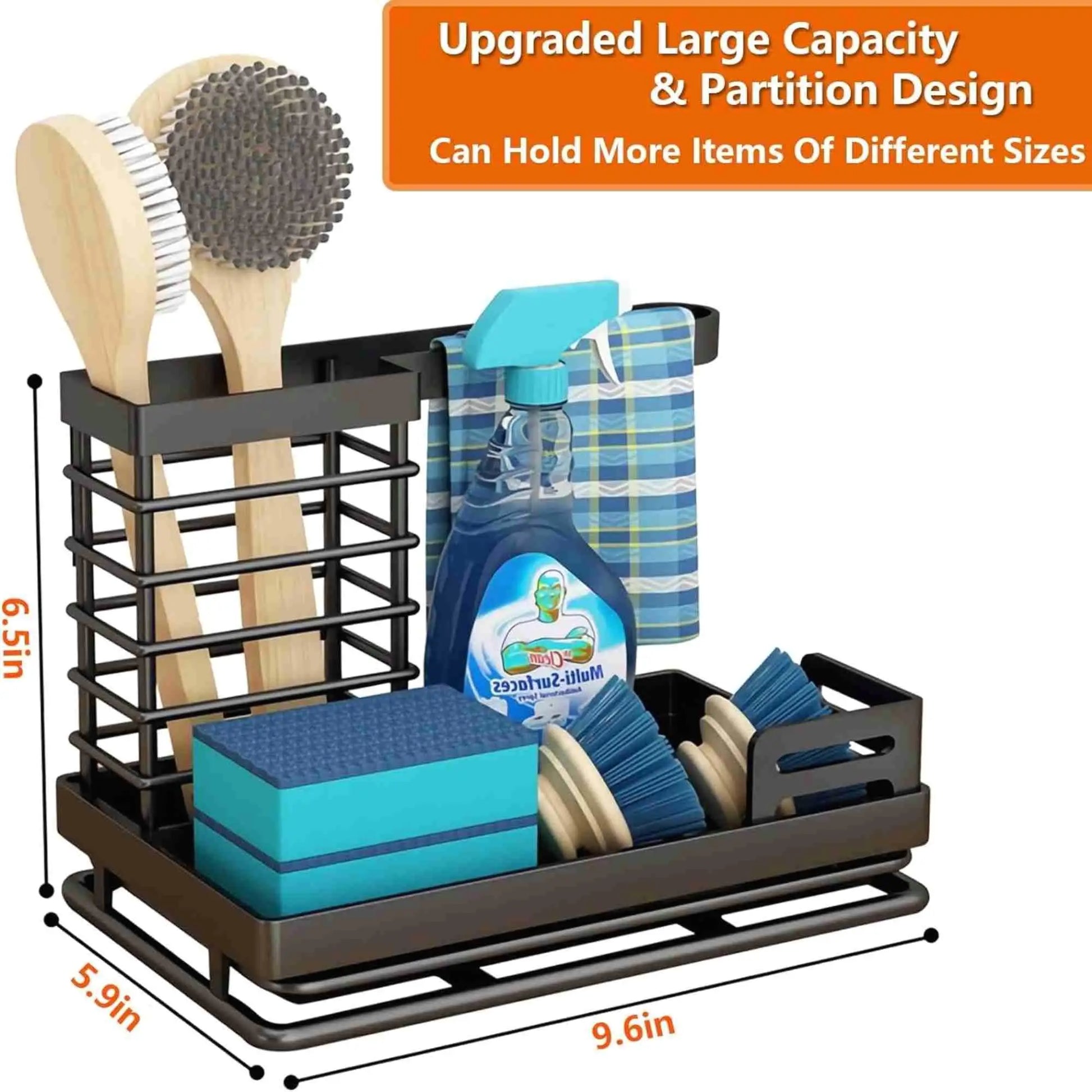 Stainless Steel for kitchen Sink Caddy Organizer for Clean Countertops - Our Families Kitchen
