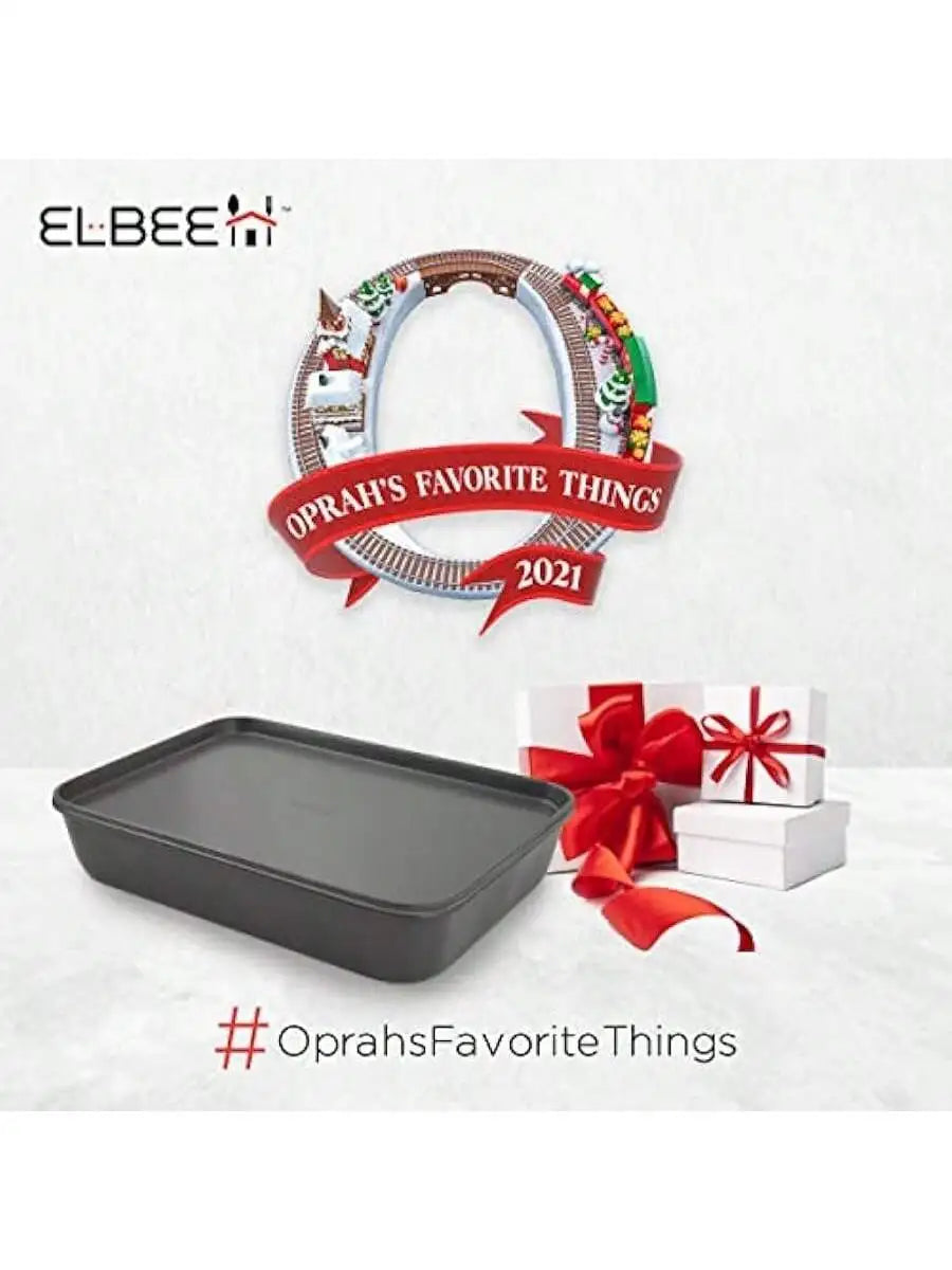 Elbee Home Set of 8 Durable Non-Stick Carbon Steel Baking Bricks for Easy Storage
