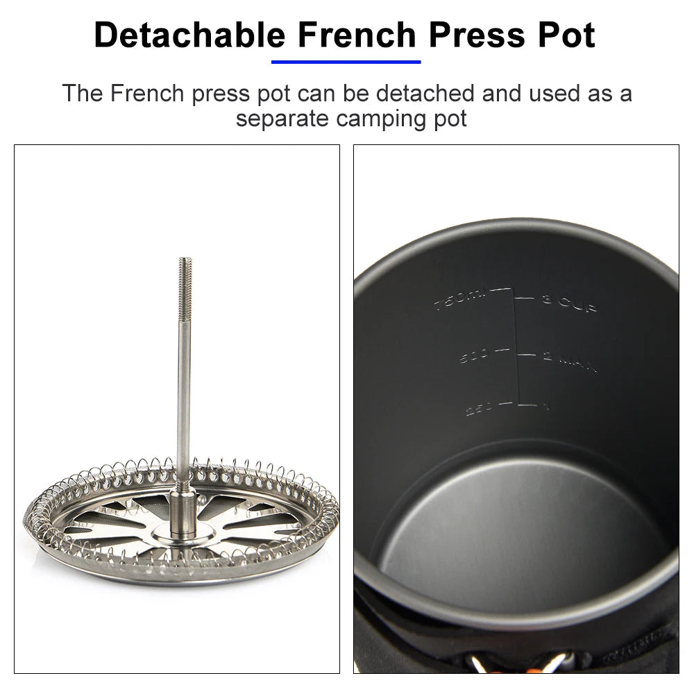 Widesea Camp Cooking System, Outdoor Gas Stove Burner Tourist Coffee Pot Cup Cookware